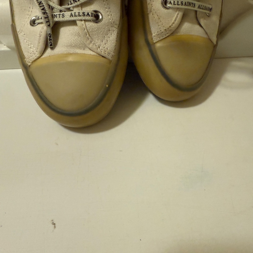 All Saints Women's Cream High-Top Sneakers - Picture 9 of 12